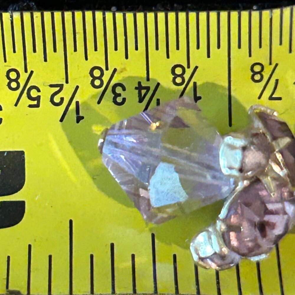 Vintage Aurora Borealis Dangle Earrings Crystal Pink Iridescent Faceted Goldtone - Picture 12 of 15